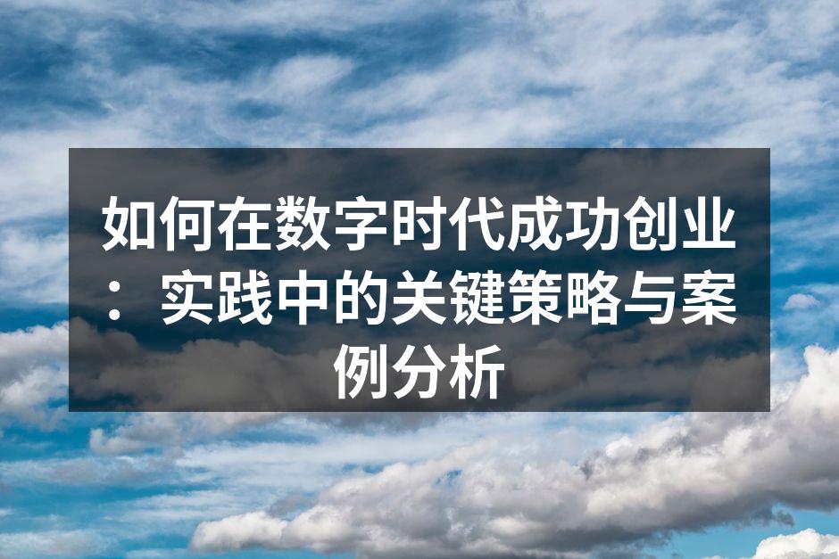 如何在数字时代成功创业：实践中的关键策略与案例分析
